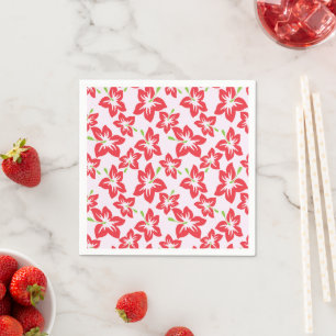 Serviette En Papier Hibiscus rouge, fleurs rouges, motif de fleurs