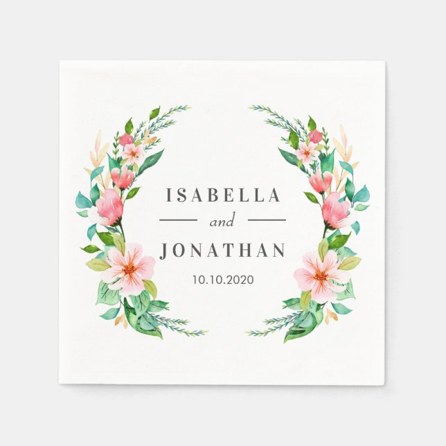 Serviette En Papier Hibiscus tropical | mariage tropical personnalisé (Devant)