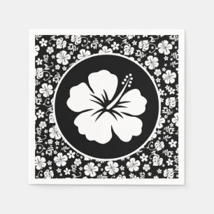 Serviette En Papier Hibiscus tropical sur noir