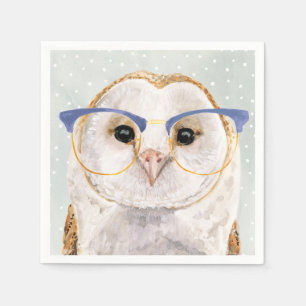 Serviette En Papier Hibou sage Quatre-Eyed du forestier