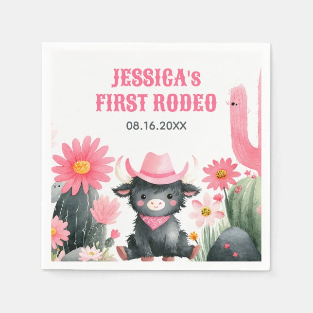 Serviette En Papier Highland Cow Premier Rodéo Western Kids Anniversai (Devant)