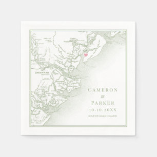 Serviette En Papier Hilton Head Island SC Map Élégant Mariage Sage