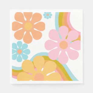 Serviette En Papier Hippie Super Fleur Retro 60s Anniversaire