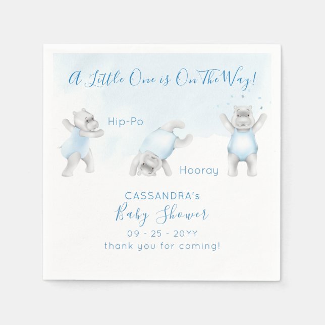 Serviette En Papier Hippo Somersault bébé garçon douche (Devant)