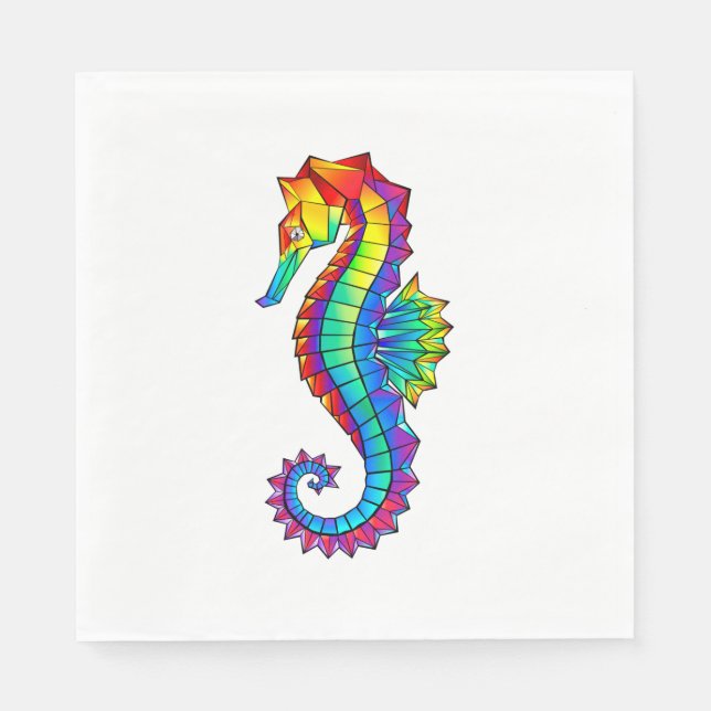 Serviette En Papier Hippocampe polygonal arc-en-ciel (Devant)