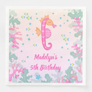 Serviette En Papier Hippocampe sous la mer Anniversaire