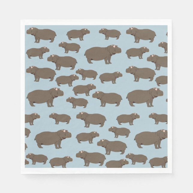 Serviette En Papier Hippopotame Hippo Motif (Devant)