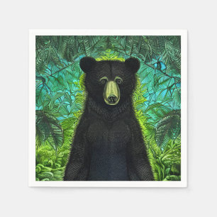 Serviette En Papier Histoire amusante Petit ours noir