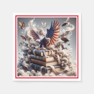 Serviette En Papier Histoire de l'aigle américain avec frontière rouge