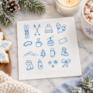 Serviette En Papier Hiver Après Bébé Ski Vous Bientôt Bleu Baby Shower
