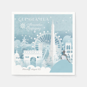 Serviette En Papier Hiver bleu glace à Paris