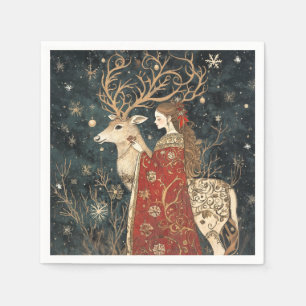 Serviette En Papier Hiver enchanté : Le Maiden et le Stag