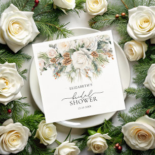 Serviette En Papier Hiver Floral À feuillage persistant Fête des marié