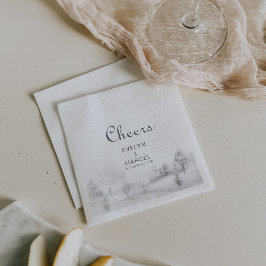 Serviette En Papier Hiver Mariage de forêt de montagne