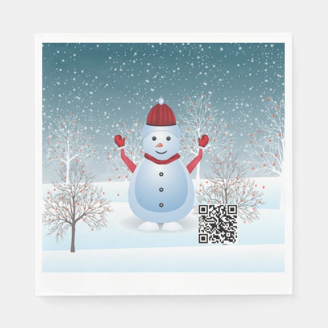 Serviette En Papier Hiver Noël Snowman Papier Napkin (Devant)