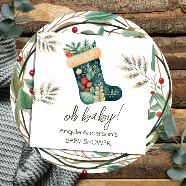 Serviette En Papier Hiver Oh bébé Noël Baby shower de stockage (Créateur téléchargé)