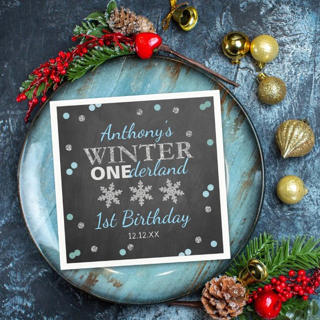 Serviette En Papier Hiver ONE derland Chalkboard 1er anniversaire (Créateur téléchargé)