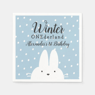 Serviette En Papier Hiver ONE derland Garçon 1er anniversaire bleu