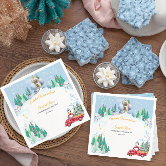 Serviette En Papier hiver onederland 1er anniversaire invitations