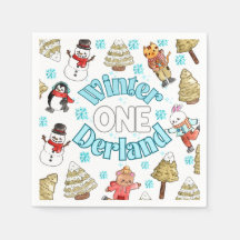 Hiver onederland boisé fête Papier Napkin