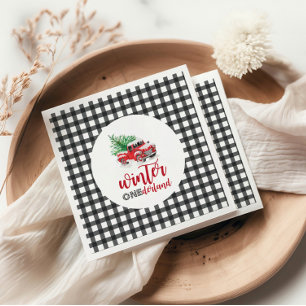 Serviette En Papier Hiver Onederland Camion rouge Premier anniversaire