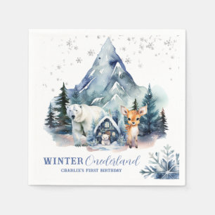 Serviette En Papier Hiver Onederland Whimsical Woodland 1er anniversai