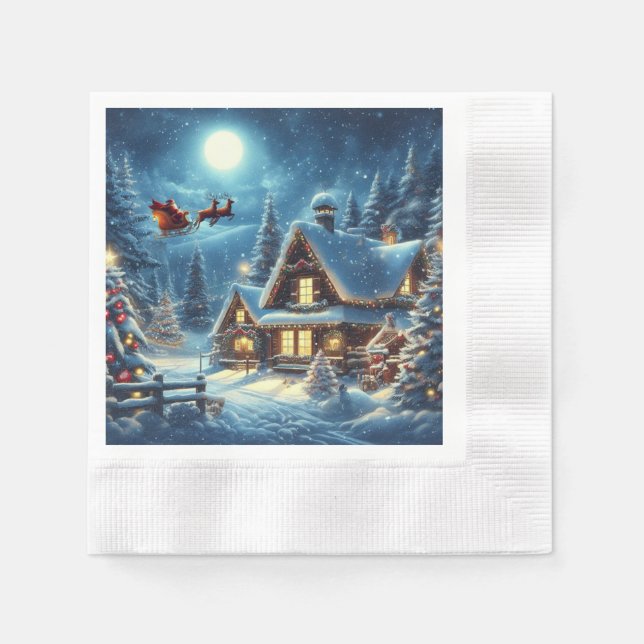 Serviette En Papier Hiver/Père Noël/Noël/Neige (Devant)