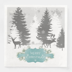 Serviette En Papier Hiver Wonderland Papier Napkin - Turquoise