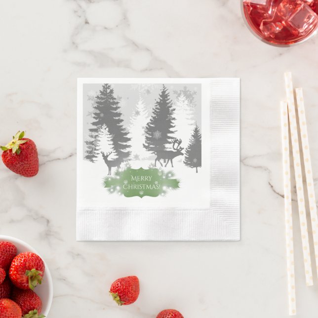 Serviette En Papier Hiver Wonderland Papier Napkin - Vert (En situation)