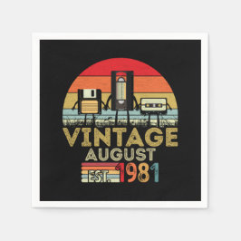 Serviette En Papier HNE 1981 Août Vintage 40e anniversaire