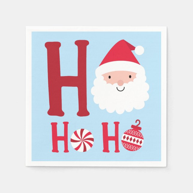 Serviette En Papier Ho Ho Ho Christmas Père Noël (Devant)