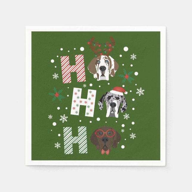 Serviette En Papier Ho Ho Ho Great Dane Joyeux Noël (Devant)
