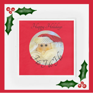 Serviette En Papier Ho Ho Ho Santa Claus Face Mignonne Noël Rouge