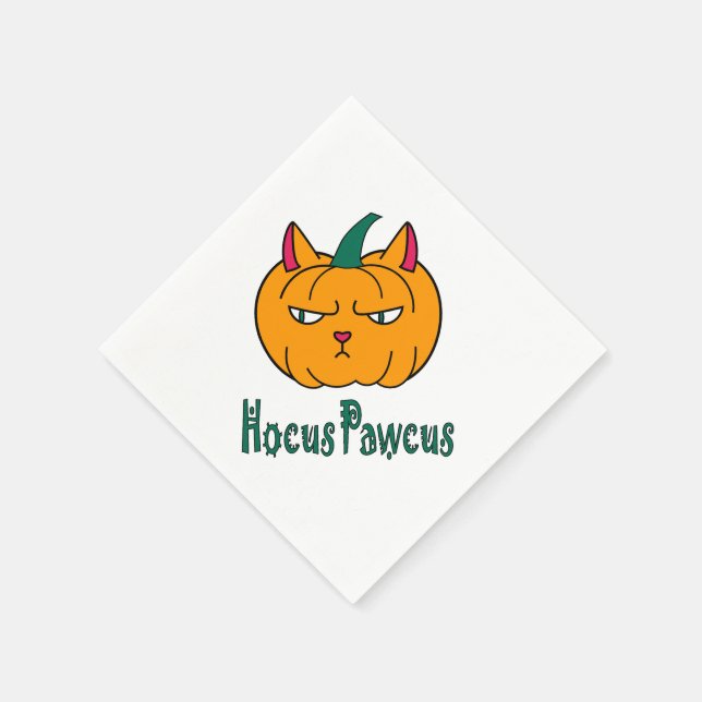 Serviette En Papier Hocus pawcus Halloween citrouille ginger cat magie (Coin)
