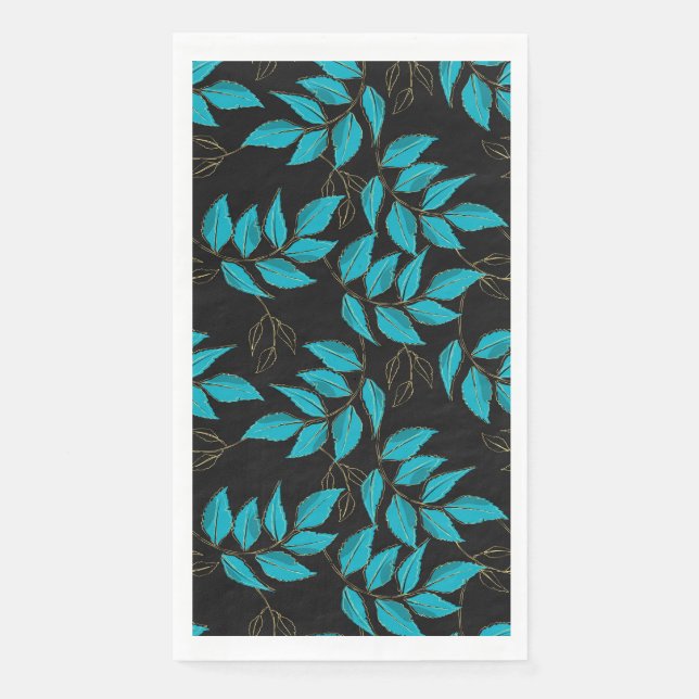 Serviette En Papier Hojas verdes con bordes dorados (Devant)