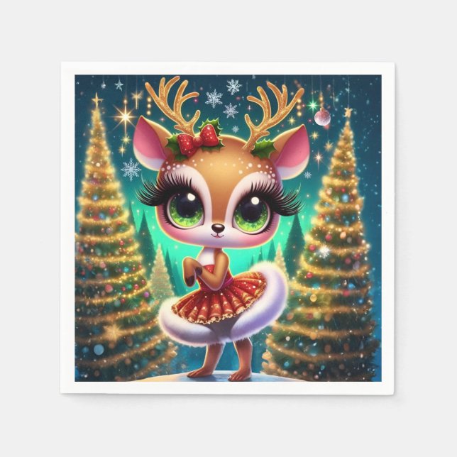 Serviette En Papier Holiday Ballet Reindeer Star (Devant)