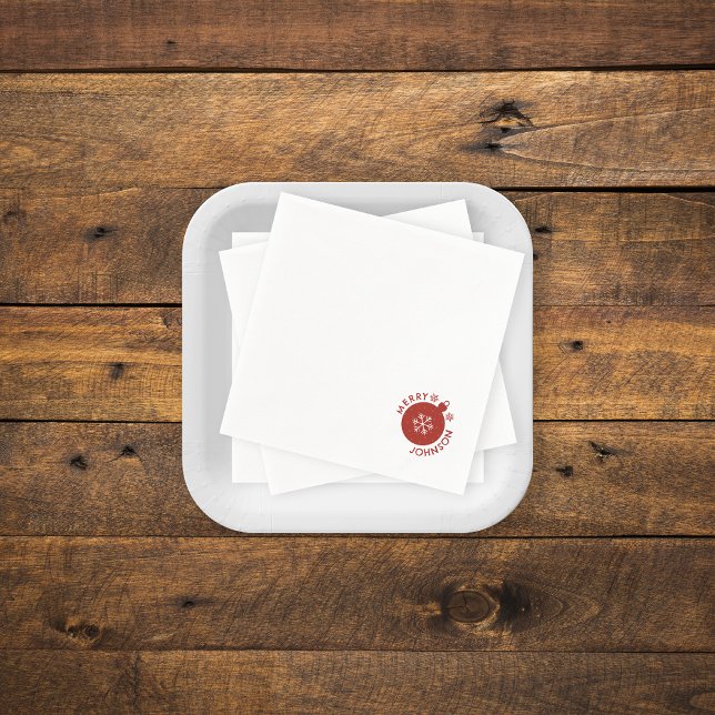 Serviette En Papier Holiday Snowflake Ajouter Votre Nom Texte (Holiday Snowflake paper napkins)