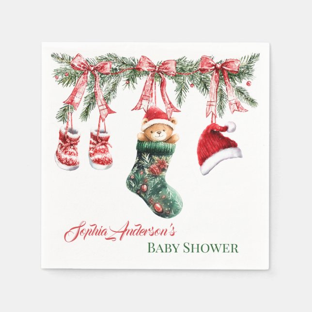 Serviette En Papier Holiday Teddy Bear Design (Devant)