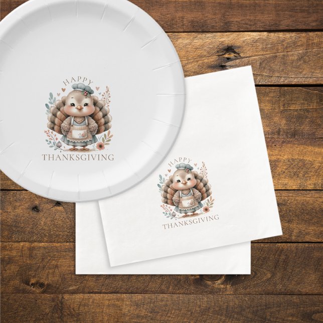 Serviette En Papier Holiday Turquie Ajouter un texte personnalisé (Turkey Holiday custom napkins with matching paper plate)