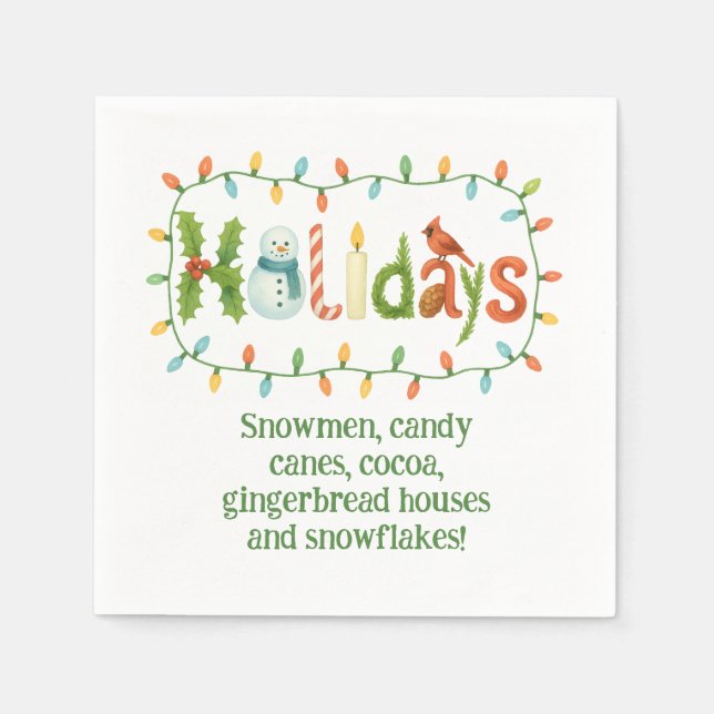 Serviette En Papier Holidays designed Christmas (Devant)