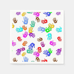 Serviette En Papier holiES - motif couleur mains 1 + votre backgr.