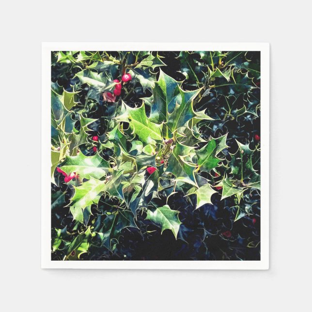 Serviette En Papier Holly, baies rouges (Devant)