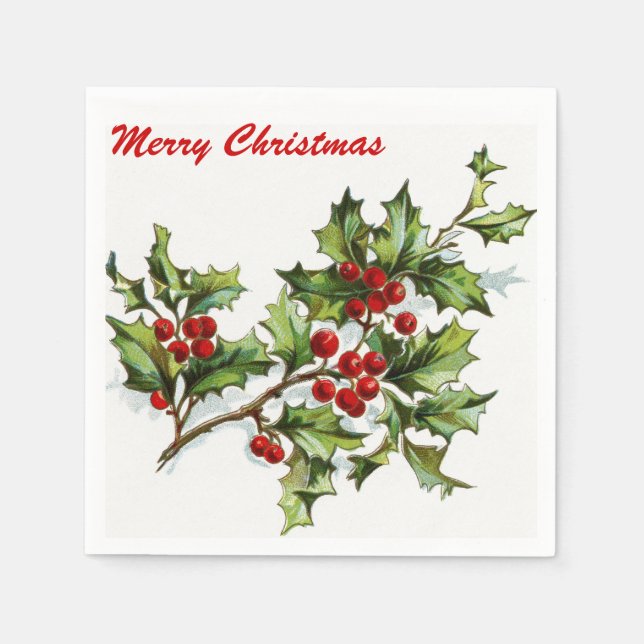 Serviette En Papier Holly Berries 001 (Devant)