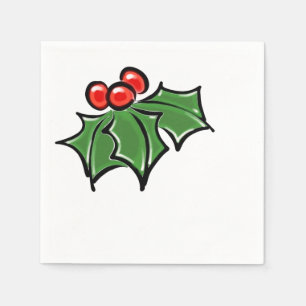 Serviette En Papier Holly Feuilles, Holly baies, fun vacances botaniqu