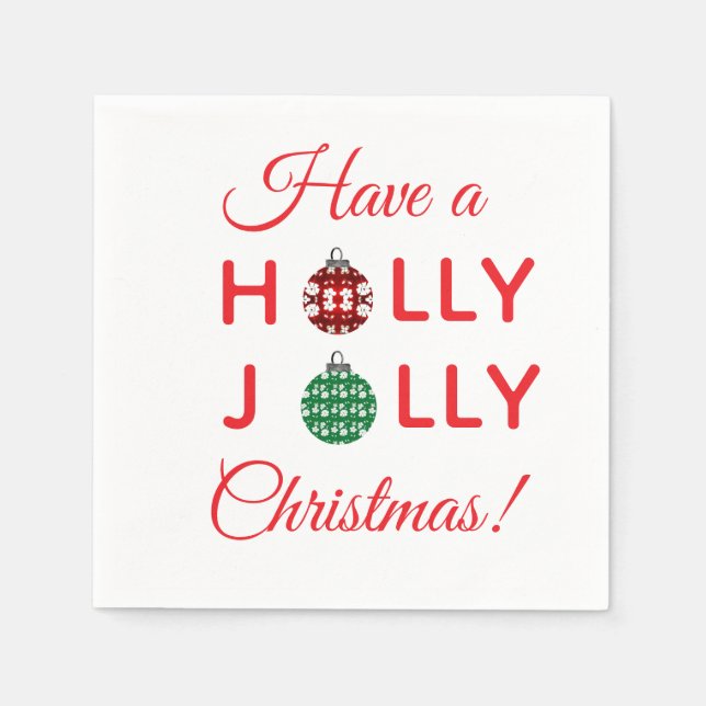 Serviette En Papier Holly Jolly Christmas napkin (Devant)