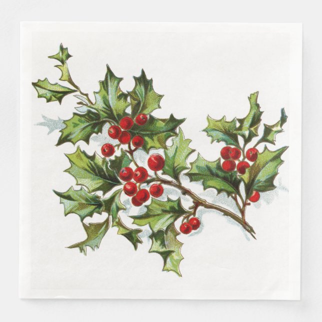 Serviette En Papier HollyBerries 002 (Devant)