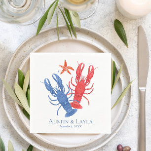 Serviette En Papier Homard bleu bleu marine Personnalisé
