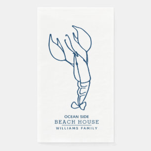 Serviette En Papier Homard bleu personnalisé - Maison de plage