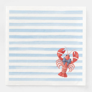 Serviette En Papier Homard d'été avec nœud et rayures côtières