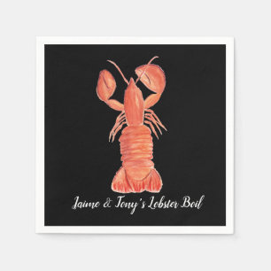 Serviette En Papier Homard Fruits de Mer Aquarelle Main